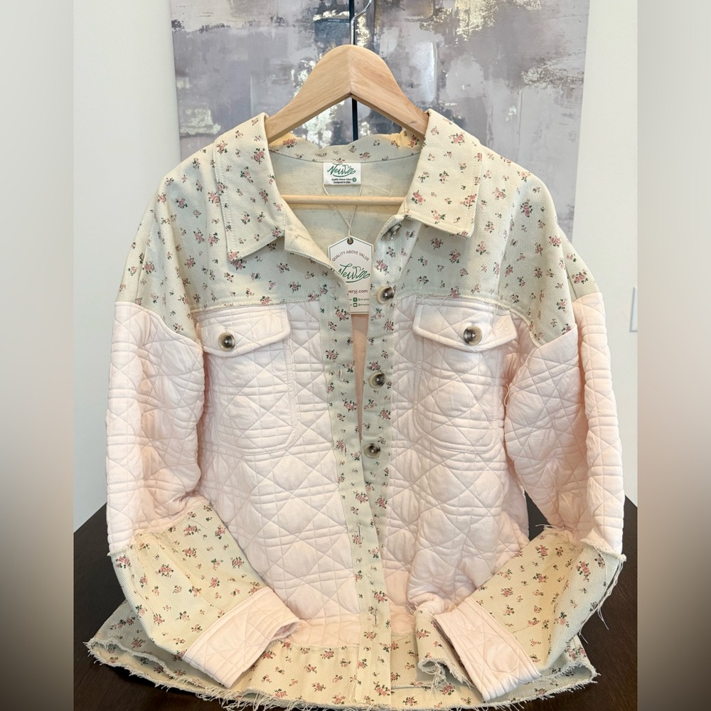 Quilted Floral Beige and Pink Shacket